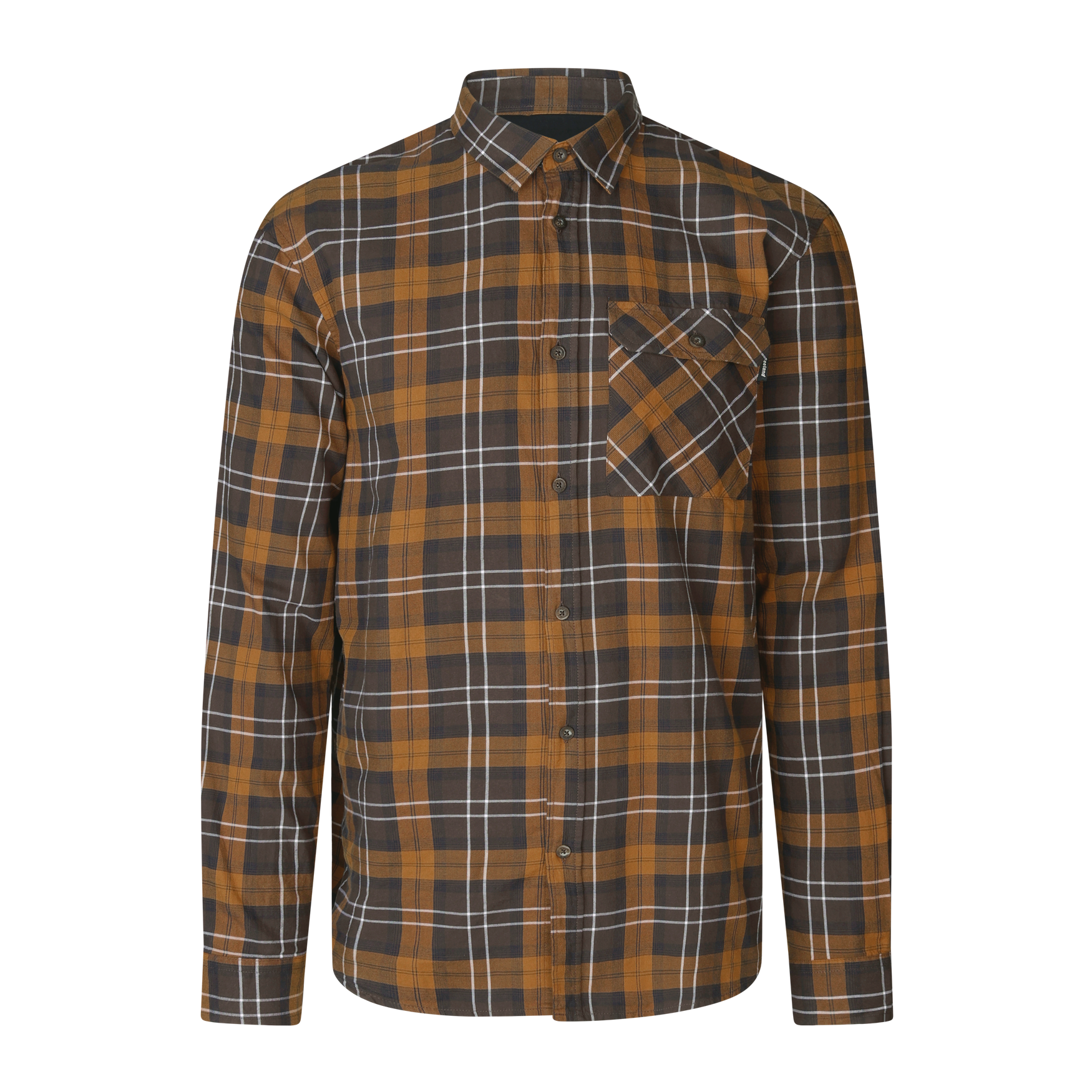 Glen Flannel Skjorte - Dark Brown/Camel Check - Seeland