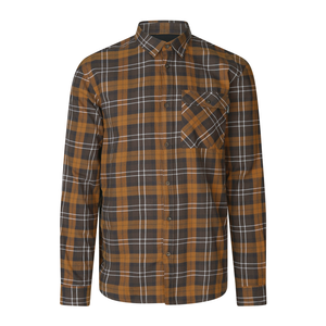 Glen Flannel Skjorte - Dark Brown/Camel Check