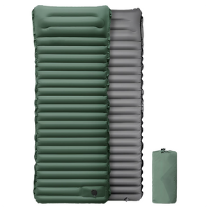 Globuz – Cloud Sleeping Mat with Built-in Foot Pump, 195 × 70 × 10 cm, Green/Grey