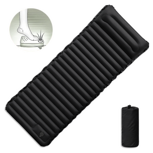 Globuz – Cloud Sleeping Mat with Built-in Foot Pump, 195 × 70 × 10 cm, Black/Grey