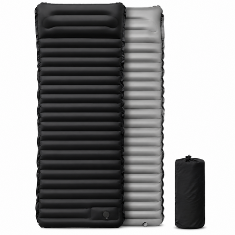Globuz – Cloud Sleeping Mat with Built-in Foot Pump, 195 × 70 × 10 cm, Black/Grey