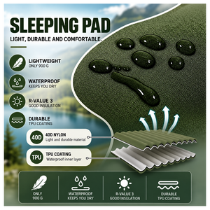Globuz – Cloud Sleeping Mat with Built-in Foot Pump, 195 × 70 × 10 cm, Black/Grey