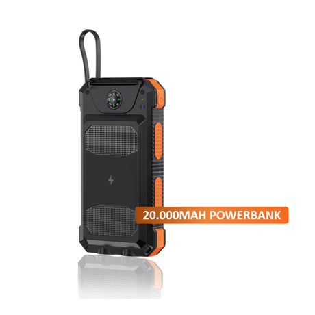 Globuz - Powerbank m. solceller 20.000mAh