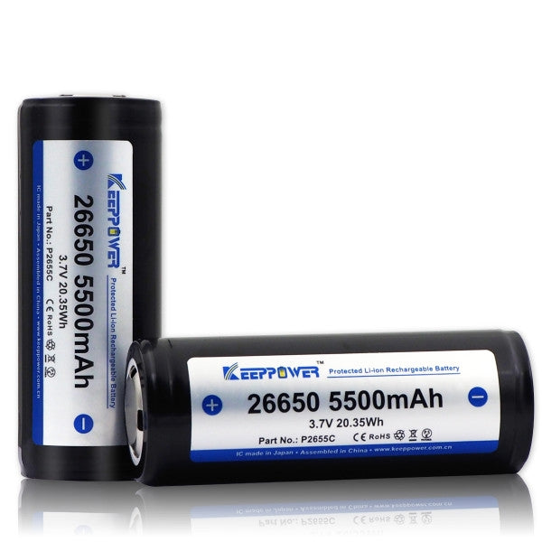 26650 KeepPower 5500mAh Protected Li-Ion batteri 3,6V - 2PACK