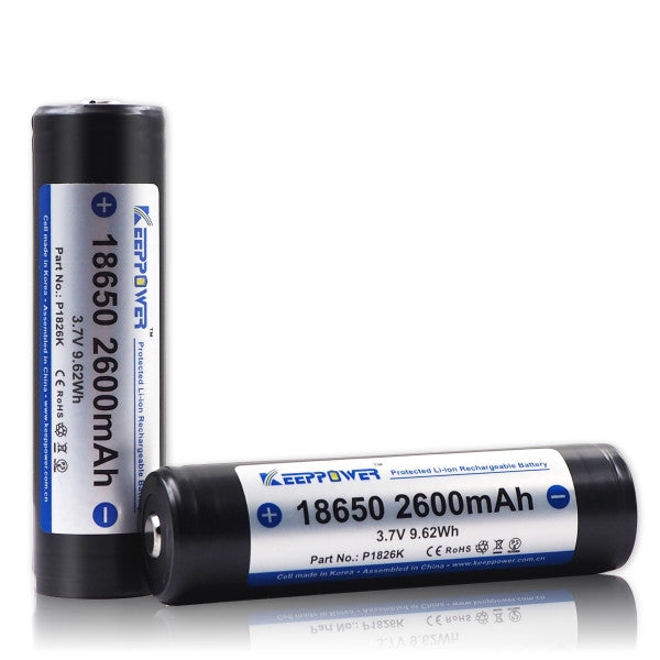 18650 KeepPower 2600mAh Protected Li-Ion batteri 3,7V - 2 PACK