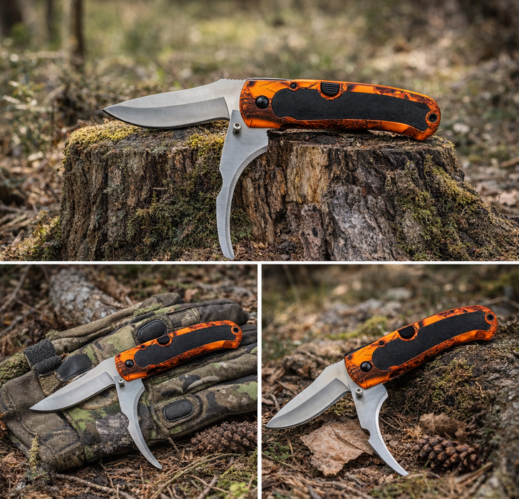 Orange camo kniv 2 blade - HuntElite