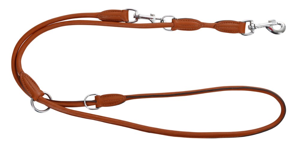Hundeline Roma rund læder - Cognac brun