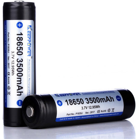 18650 KeepPower 3500mAh Protected Li-Ion batteri 3,7V - 2PACK