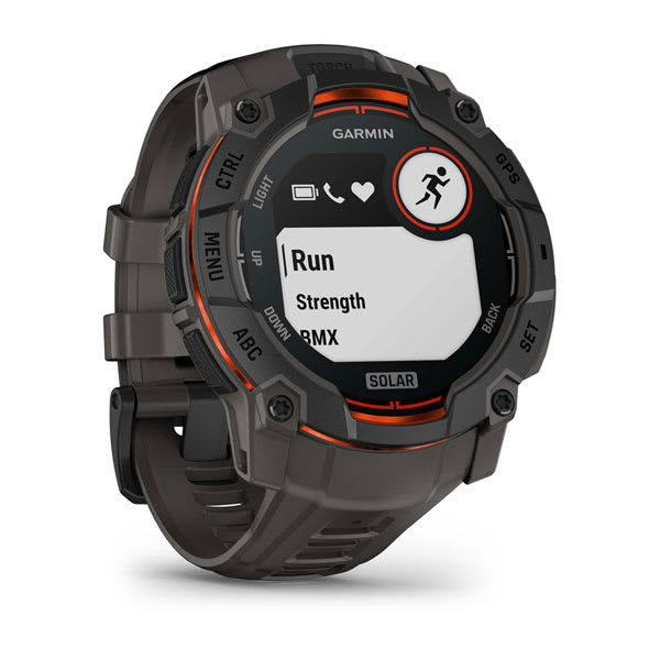 Instinct® 3 – 50 mm, Solar, Sort med Charcoal rem