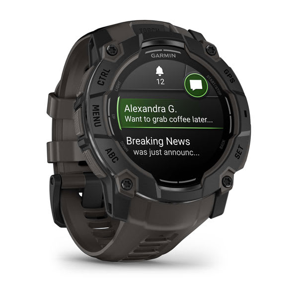 Instinct® 3 – 50 mm, AMOLED, Sort med Charcoal rem