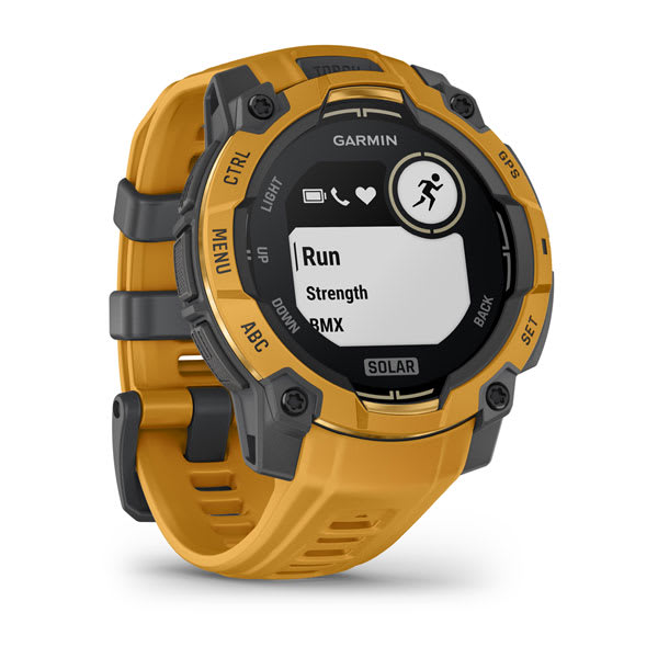 Instinct® 3 – 45 mm, Solar, Sunburst med Sunburst/Grey rem