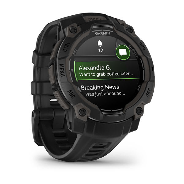 Instinct® 3 – 45 mm, AMOLED, Sort med sort rem