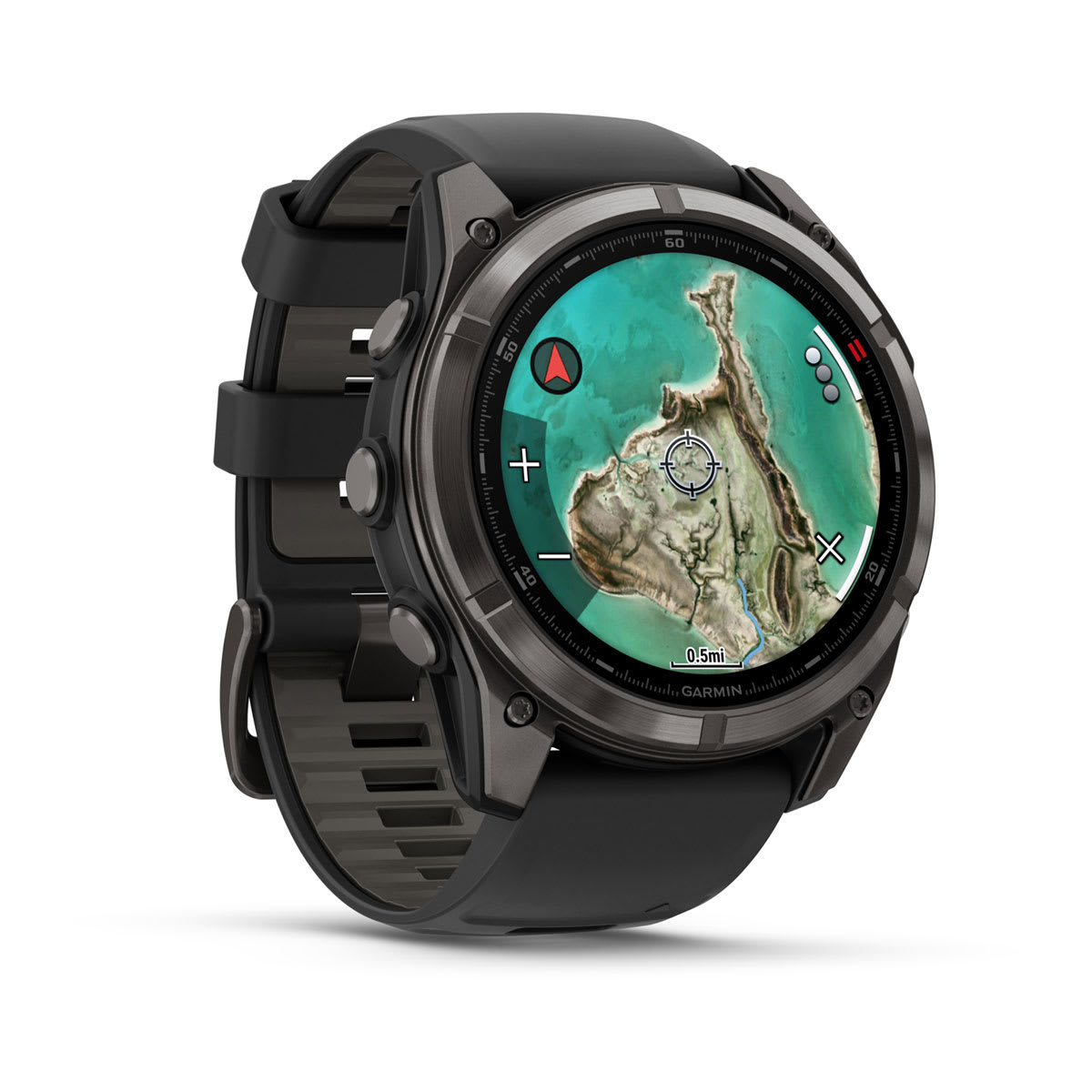 fēnix® 8 Pro – 51 mm, MicroLED, Sapphire, Carbon Grey DLC-titanium med sort/Pebble Grey silikonerem