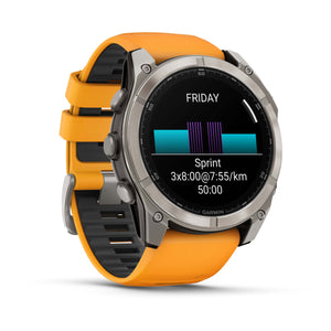 fēnix® 8 – 51 mm, AMOLED, Sapphire, Titanium med Spark Orange/Graphite silikonerem