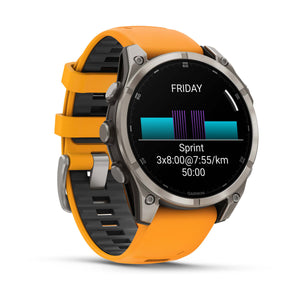 fēnix® 8 – 47 mm, AMOLED, Sapphire, Titanium med Spark Orange/Graphite silikonerem