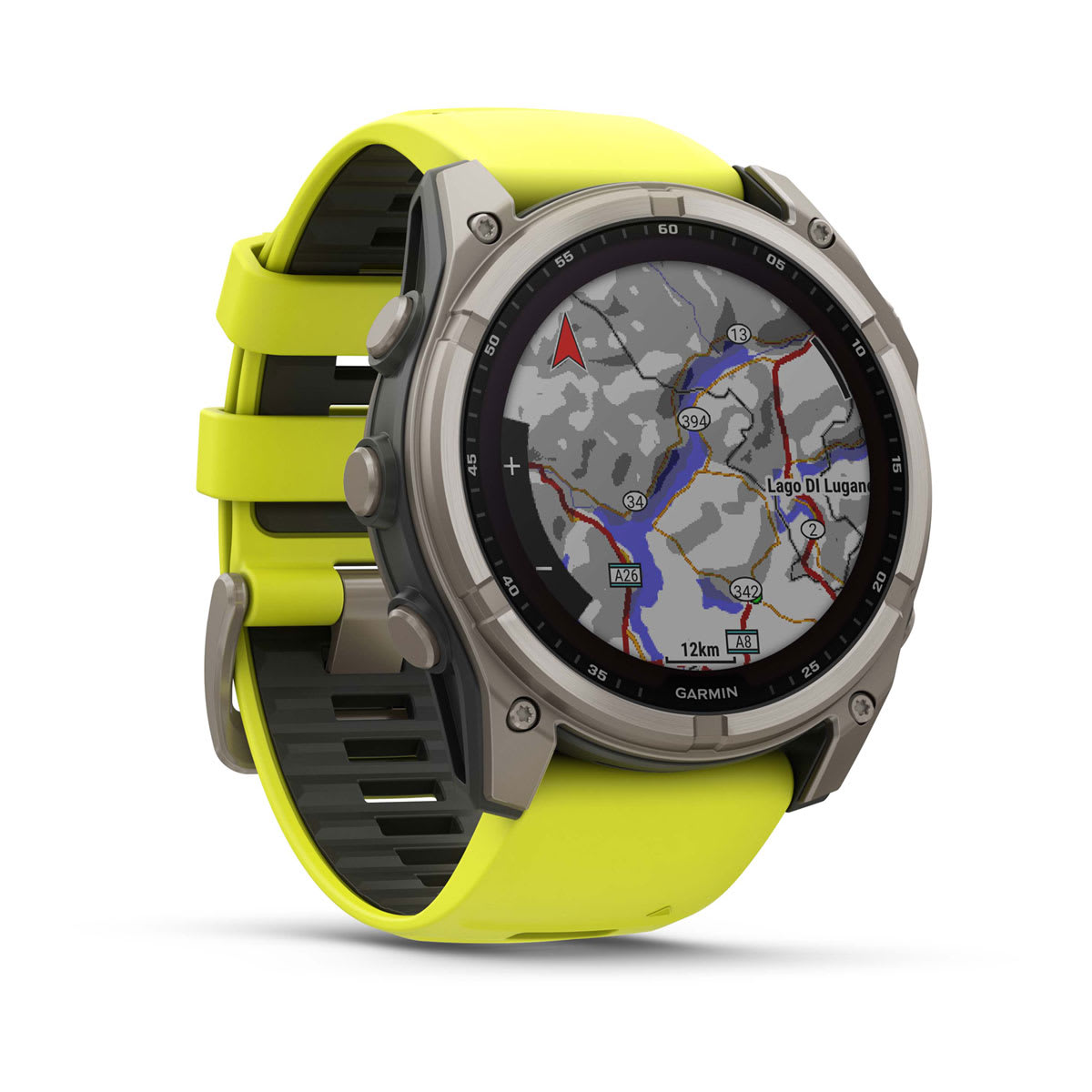 fēnix® 8 – 51 mm, Solar, Sapphire, Titanium med Amp Yellow/Graphite silikonerem