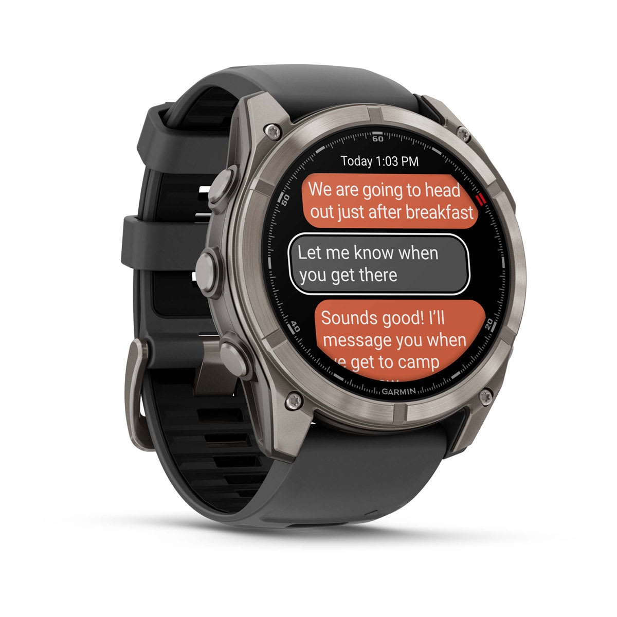 fēnix® 8 Pro – 51 mm, AMOLED, Sapphire, titanium med silikonerem i Graphite/sort
