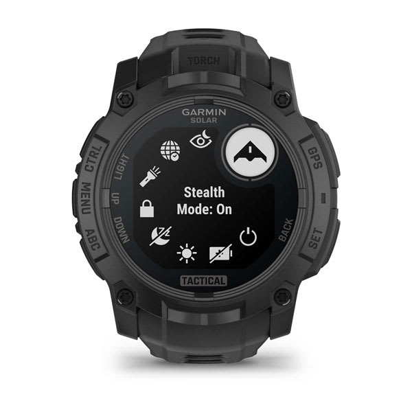 Instinct® 3 – 50 mm, Solar, Tactical Edition, Sort med sort rem