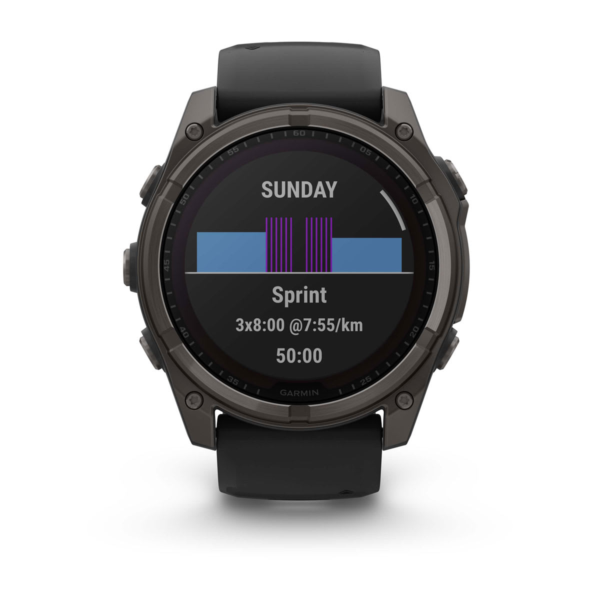 fēnix® 8 – 51 mm, Solar, Sapphire, Carbon Grey DLC-titanium med sort/Pebble Grey silikonerem