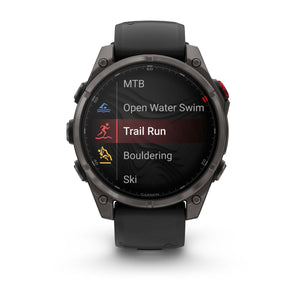 fēnix® 8 Pro – 47 mm, AMOLED, Sapphire, Carbon Grey DLC-titanium med sort/Pebble Grey silikonerem