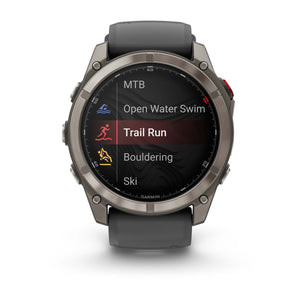 fēnix® 8 Pro – 51 mm, AMOLED, Sapphire, titanium med silikonerem i Graphite/sort