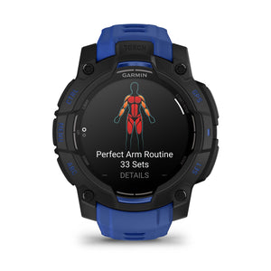 Instinct® 3 – 45 mm, AMOLED, Sort med Bolt Blue/sort rem
