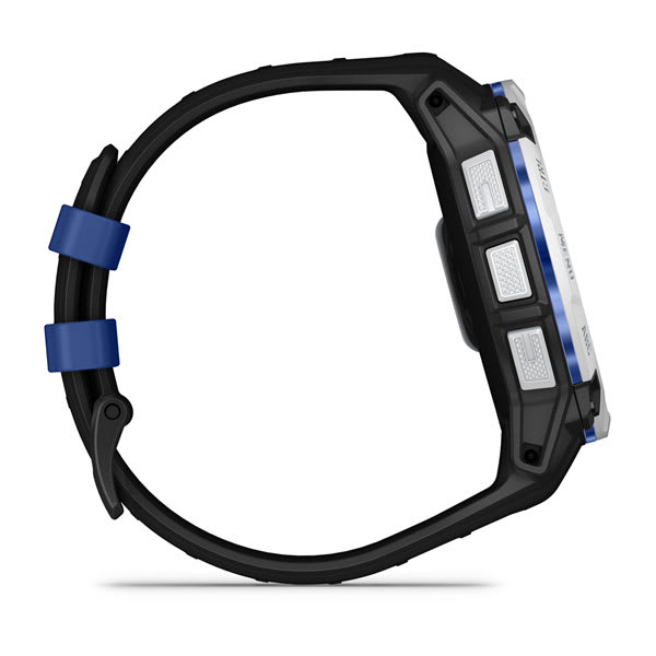 Instinct® 3 – 50 mm, Solar, Whitestone med sort/Bolt Blue rem
