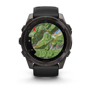 fēnix® 8 – 51 mm, AMOLED, Sapphire, Carbon Grey DLC med sort/Pebble Grey silikonerem