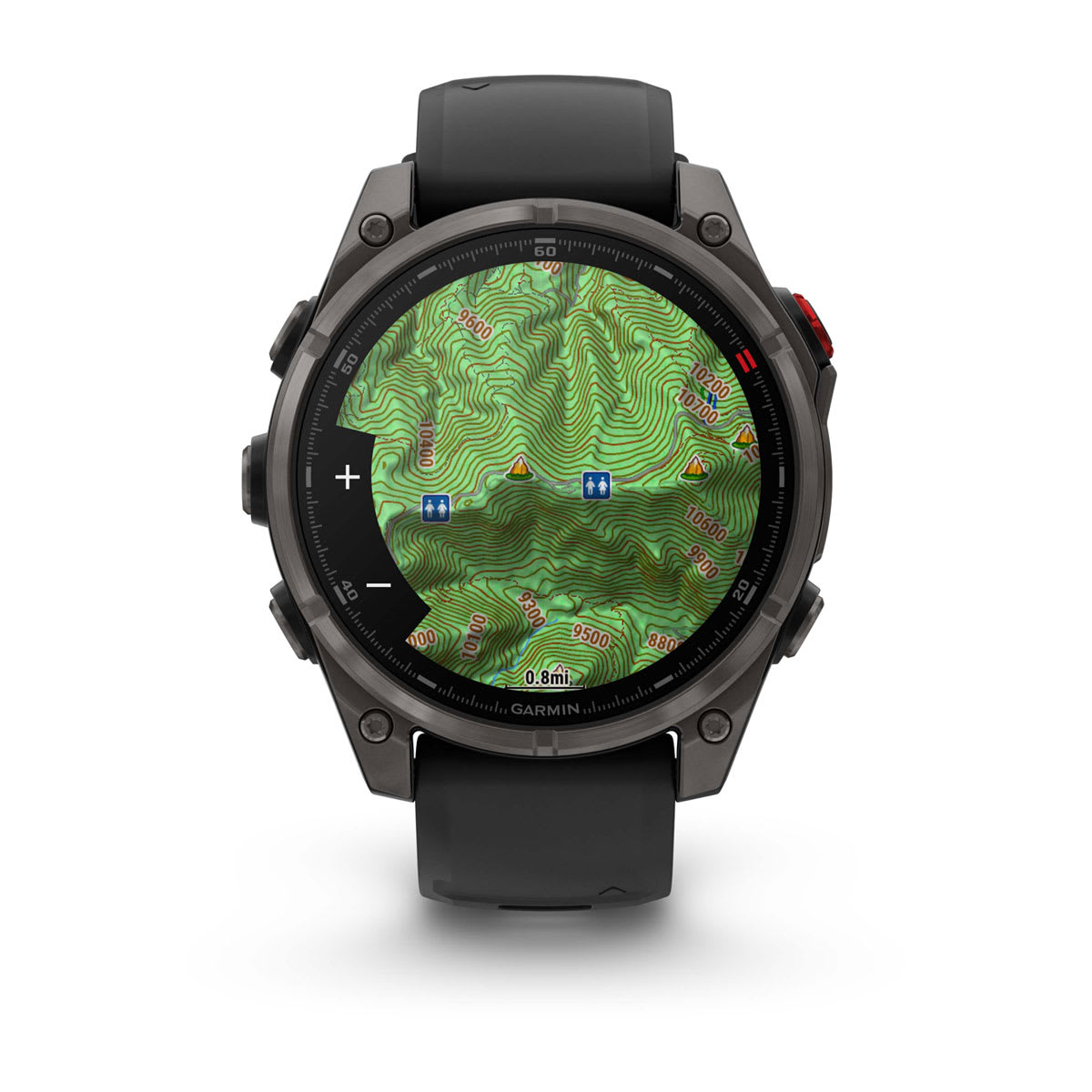 fēnix® 8 Pro – 47 mm, AMOLED, Sapphire, Carbon Grey DLC-titanium med sort/Pebble Grey silikonerem