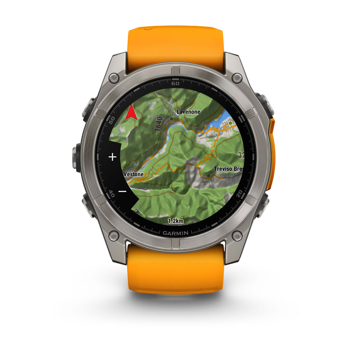 fēnix® 8 – 51 mm, AMOLED, Sapphire, Titanium med Spark Orange/Graphite silikonerem