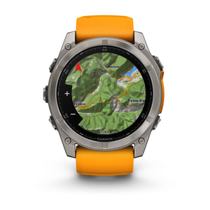 fēnix® 8 – 51 mm, AMOLED, Sapphire, Titanium med Spark Orange/Graphite silikonerem