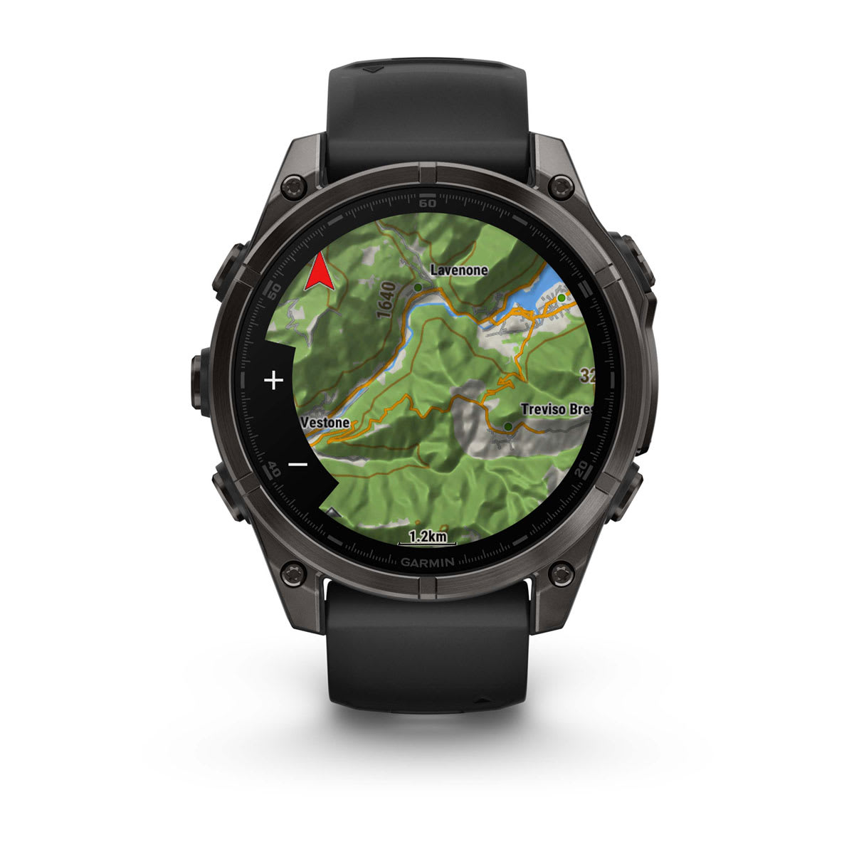 fēnix® 8 – 47 mm, AMOLED, Sapphire, Carbon Grey DLC-titanium med sort/Pebble Grey silikonerem