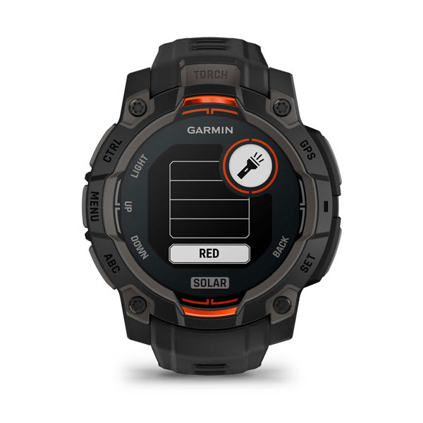 Instinct® 3 – 45 mm, Solar, Sort med sort rem