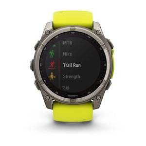 fēnix® 8 – 51 mm, Solar, Sapphire, Titanium med Amp Yellow/Graphite silikonerem