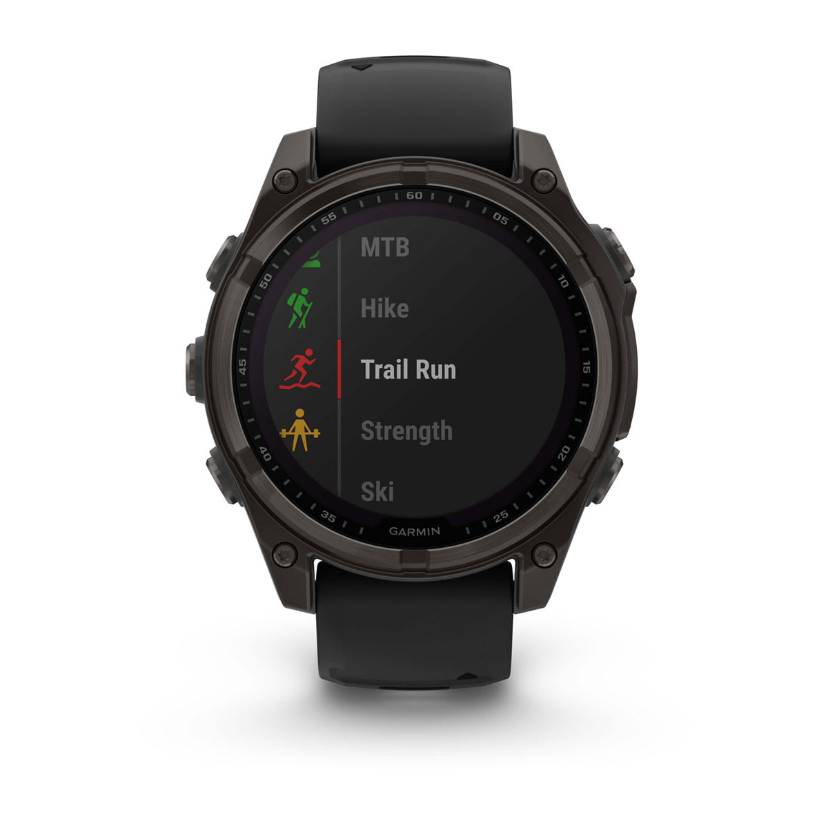 fēnix® 8 – 47 mm, Solar, Sapphire, Carbon Grey DLC-titanium med sort/Pebble Grey silikonerem