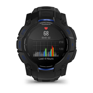 Instinct® 3 – 50 mm, AMOLED, Sort med sort/Bolt Blue rem
