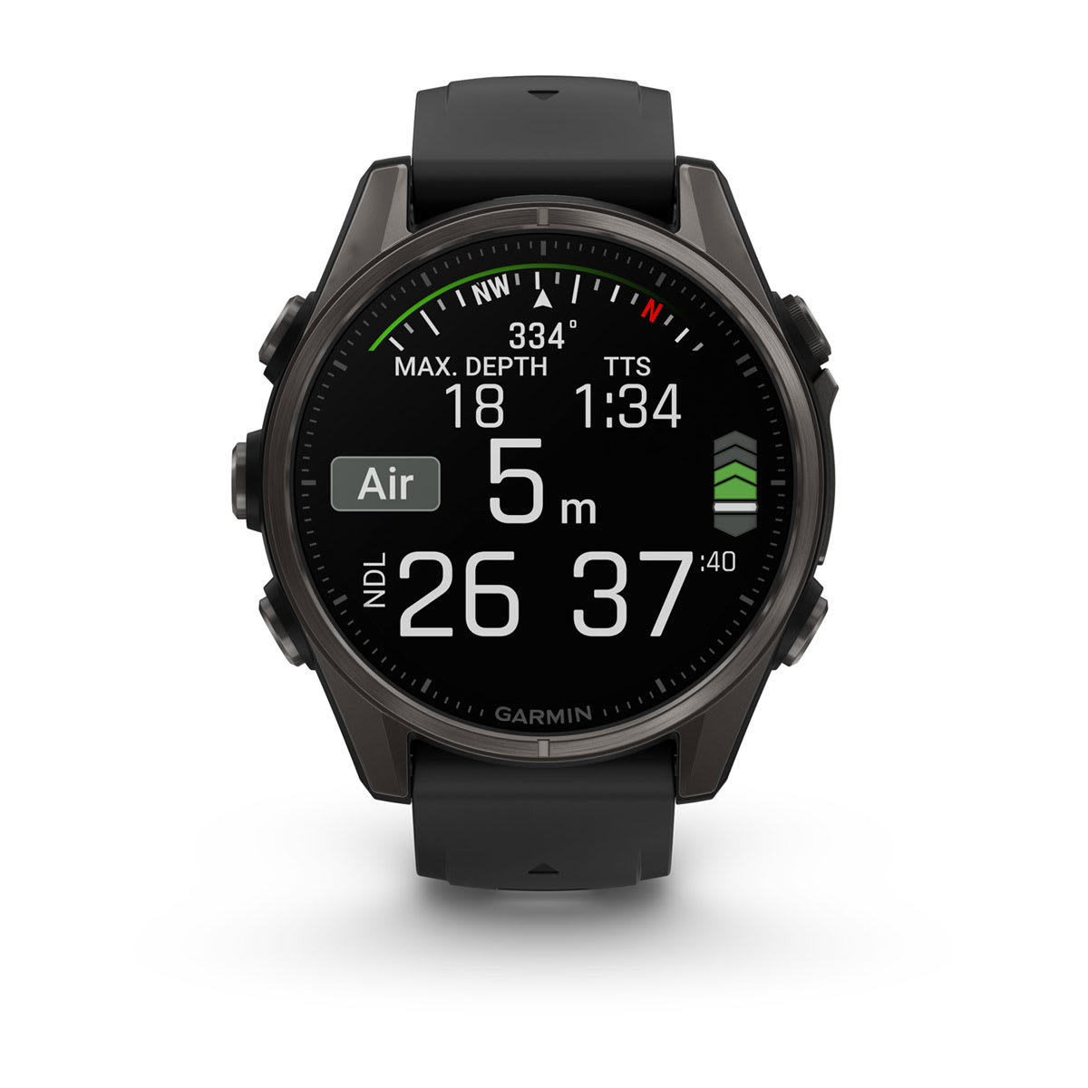 fēnix® 8 – 43 mm, AMOLED, Sapphire, Carbon Grey DLC-titanium med sort/Pebble Grey silikonerem