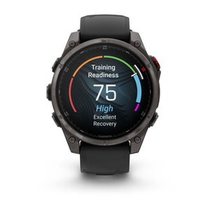 fēnix® 8 Pro – 47 mm, AMOLED, Sapphire, Carbon Grey DLC-titanium med sort/Pebble Grey silikonerem
