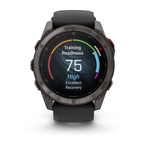 fēnix® 8 Pro – 51 mm, AMOLED, Sapphire, Carbon Grey DLC-titanium med sort/Pebble Grey silikonerem