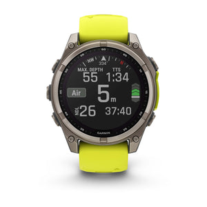 fēnix® 8 – 47 mm, Solar, Sapphire, Titanium med Amp yellow/graphite silikonerem