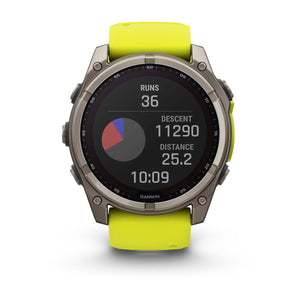 fēnix® 8 – 51 mm, Solar, Sapphire, Titanium med Amp Yellow/Graphite silikonerem