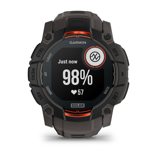 Instinct® 3 – 50 mm, Solar, Sort med Charcoal rem