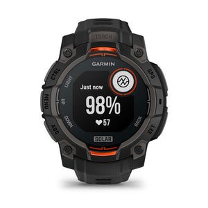 Instinct® 3 – 45 mm, Solar, Sort med sort rem