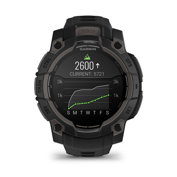 Instinct® 3 – 45 mm, AMOLED, Sort med sort rem