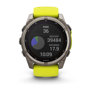 fēnix® 8 – 51 mm, Solar, Sapphire, Titanium med Amp Yellow/Graphite silikonerem