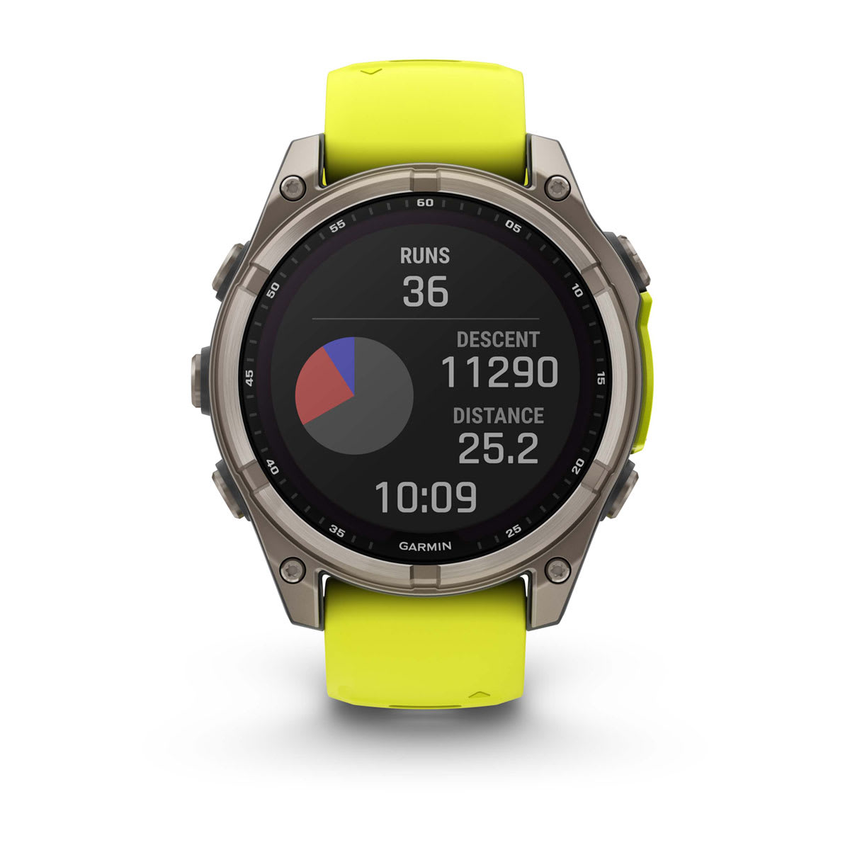 fēnix® 8 – 47 mm, Solar, Sapphire, Titanium med Amp yellow/graphite silikonerem