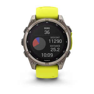 fēnix® 8 – 47 mm, Solar, Sapphire, Titanium med Amp yellow/graphite silikonerem