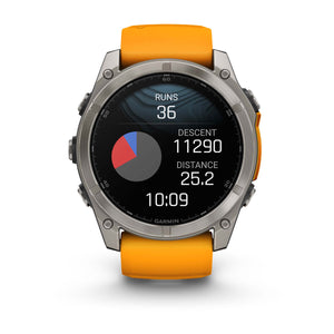 fēnix® 8 – 51 mm, AMOLED, Sapphire, Titanium med Spark Orange/Graphite silikonerem