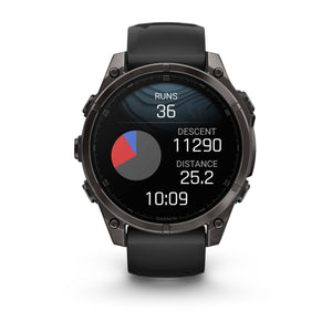 fēnix® 8 – 47 mm, AMOLED, Sapphire, Carbon Grey DLC-titanium med sort/Pebble Grey silikonerem