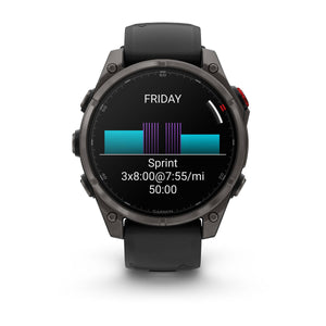 fēnix® 8 Pro – 47 mm, AMOLED, Sapphire, Carbon Grey DLC-titanium med sort/Pebble Grey silikonerem